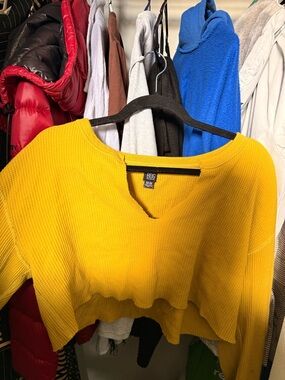 BDG Bright Yellow Waffle Knit Top